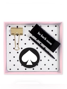 Kate Spade - Black, White Polka Dot Desk Accessory Gift Set